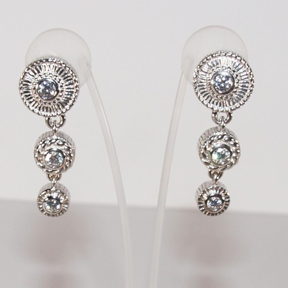 Judith Ripka Dangle Sterling Silver & Diamonique(R) Omega Back Earrings